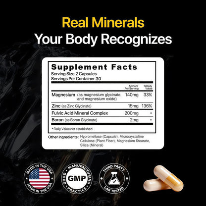 Menerals Mens Multivitamin, Trace Mineral Supplement with Fulvic Acid 60Ct Testosterone - Natural All-in-One Men's Mineral Formula; Pairs Trace Minerals with Fulvic Acid; 60-Count Bottle