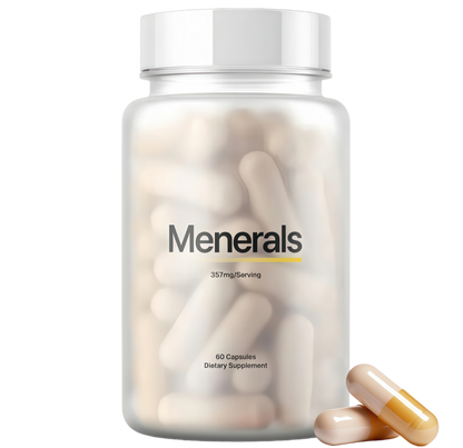 Menerals Mens Multivitamin, Trace Mineral Supplement with Fulvic Acid 60Ct Testosterone - Natural All-in-One Men's Mineral Formula; Pairs Trace Minerals with Fulvic Acid; 60-Count Bottle